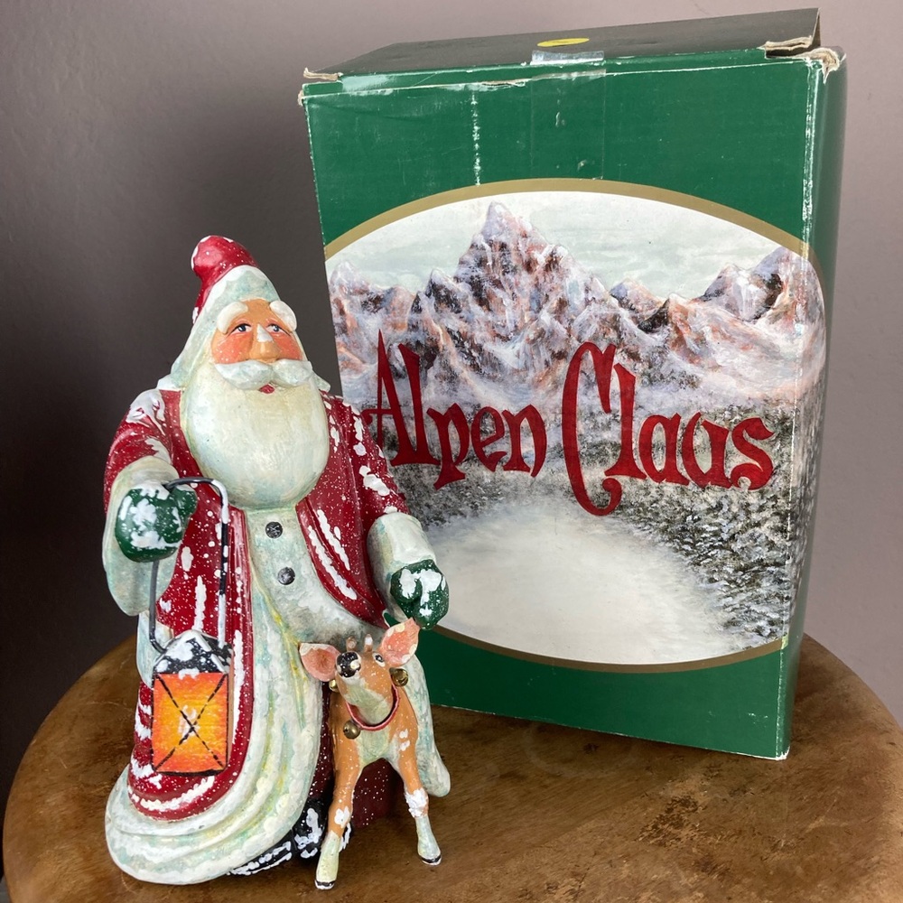 Alpen Claus Santa Figurine with Reindeer